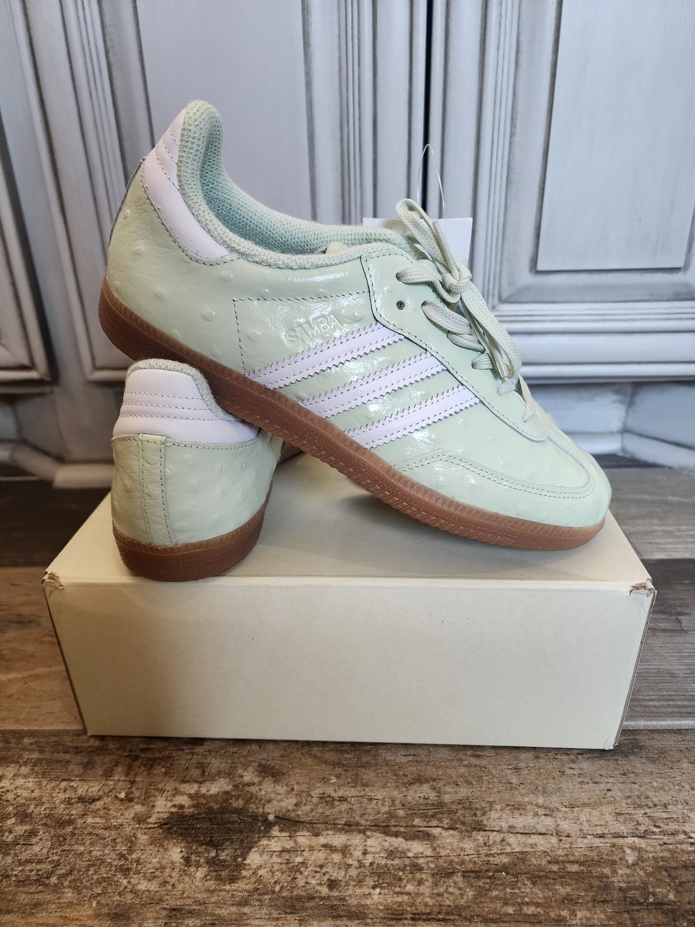 Adidas W Naked Samba Sneakers in Light Mint with White Stripes BNIB NWT